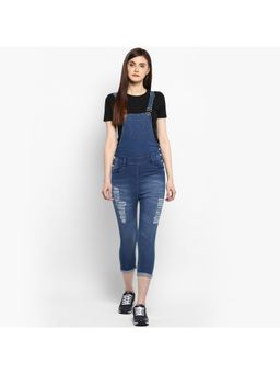 StyleStone - Women Stretchable Capri Blue Dungaree