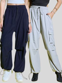 Buynewtrend - Women Loose Fit Parachute Multi-Color Cargo (Pack of 2)