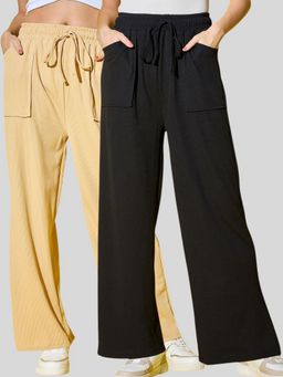 Buynewtrend - Women Solid Full Length Multi-Color Cargo (Pack of 2)