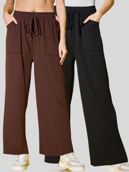 Buynewtrend - Women Solid Full Length Multi-Color Cargo (Pack of 2)