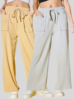 Buynewtrend - Women Solid Full Length Multi-Color Cargo (Pack of 2)