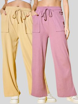 Buynewtrend - Women Solid Full Length Multi-Color Cargo (Pack of 2)