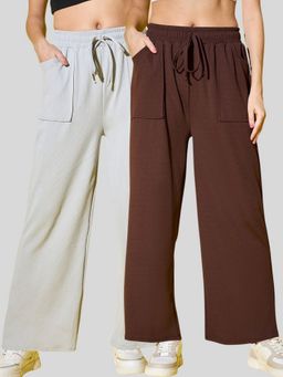 Buynewtrend - Women Solid Full Length Multi-Color Cargo (Pack of 2)