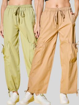 Buynewtrend - Women Cargo Adjustable Tie-Side Multi-Color Cargo (Pack of 2)