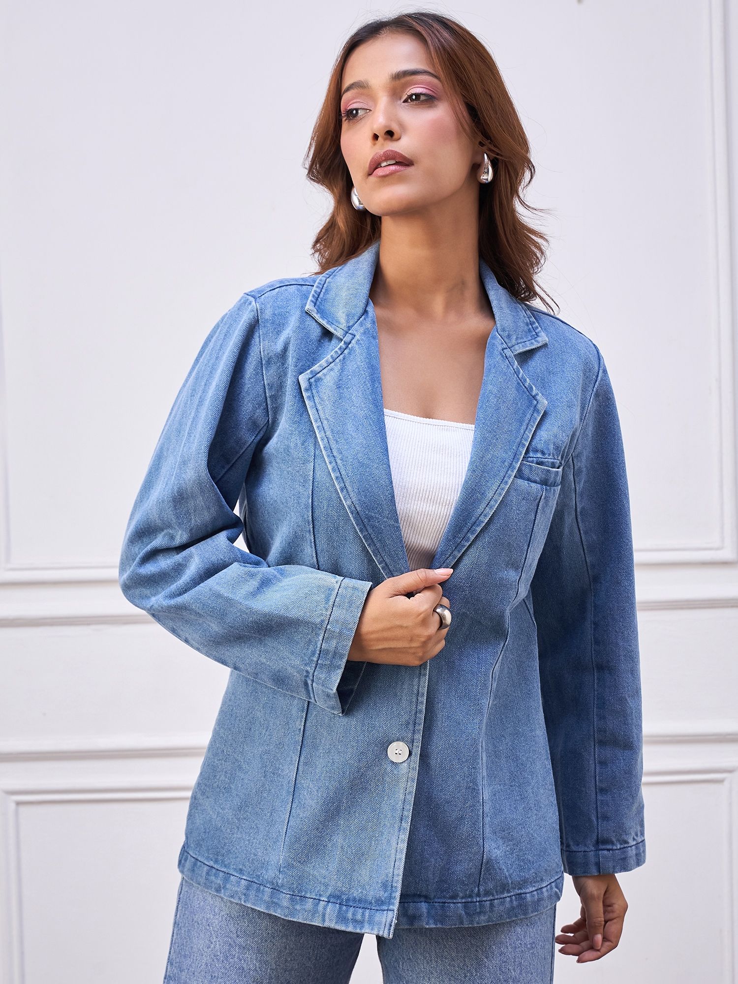 stylestone Women Blue Denim Solid Blazer-picture-22