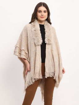 Global Republic - Women Beige Acrylic Solid Capes