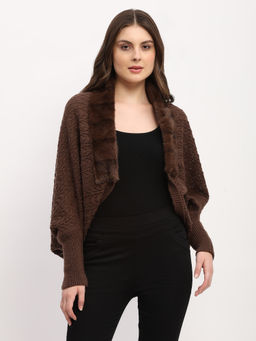 Global Republic - Women Brown Wool Blend Solid Capes