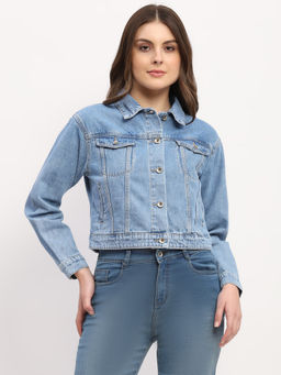 Global Republic - Women Blue Denim Solid Denim Jacket