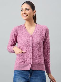 Duke - Women Full Sleeve Pink Cardigan