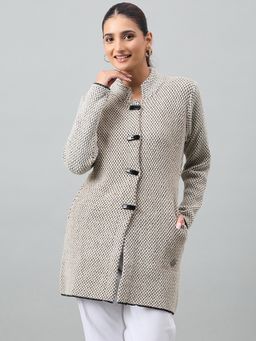 Duke - Women Full Sleeve Cream Cardigan