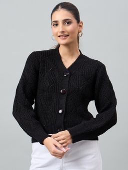 Duke - Women Full Sleeve Black Cardigan