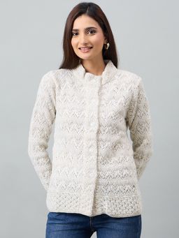 Duke - Women Full Sleeve Beige Cardigan