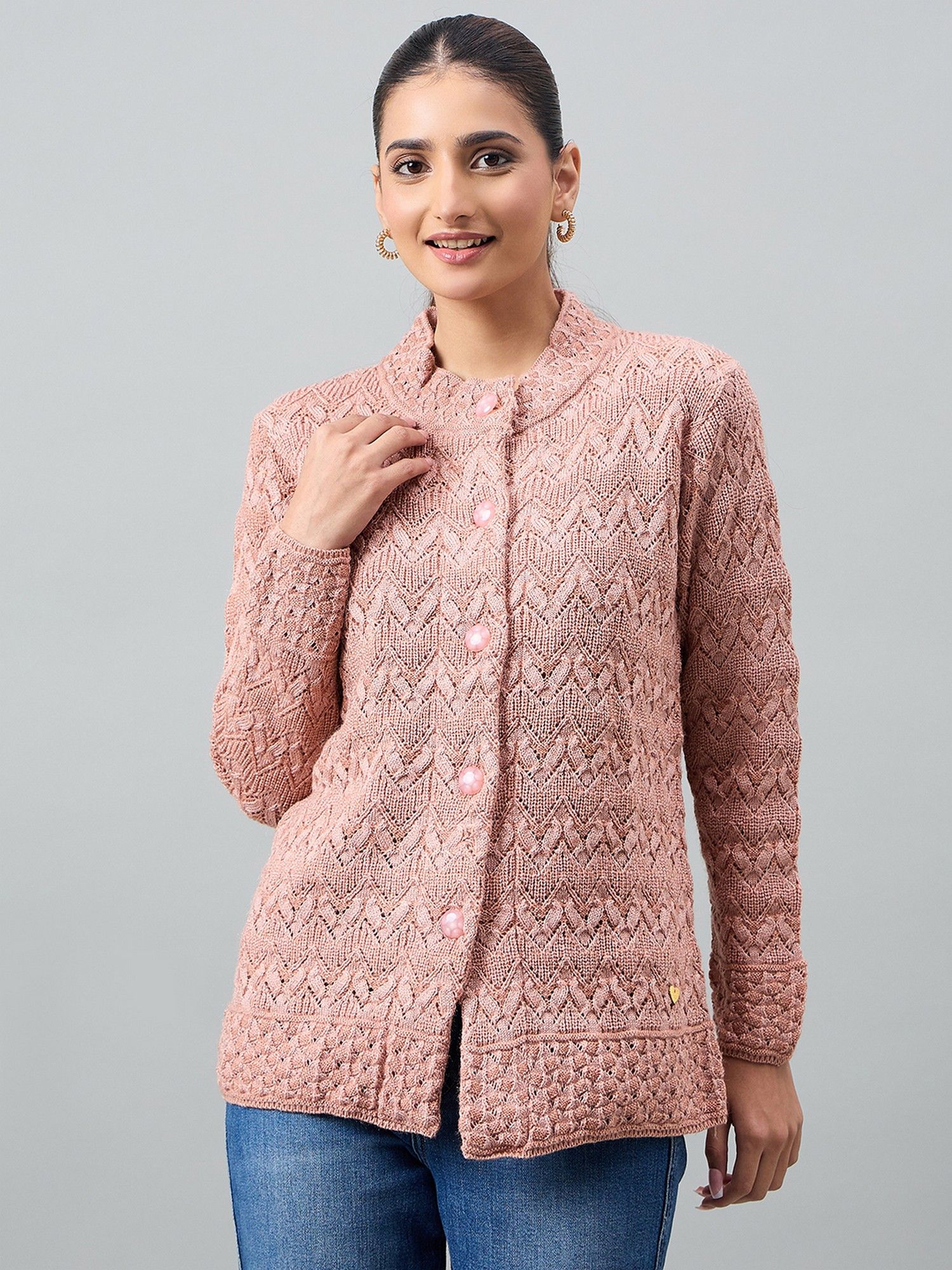 duke Women Full Sleeve Pink Cardigan-picture-16