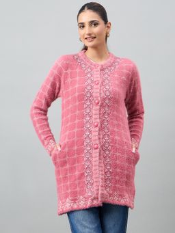 Duke - Women Full Sleeve Pink Cardigan