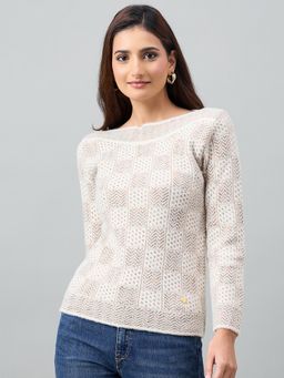 Duke - Women Full Sleeve Off White Sweater