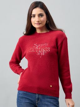 Duke - Women Full Sleeve Red Sweater