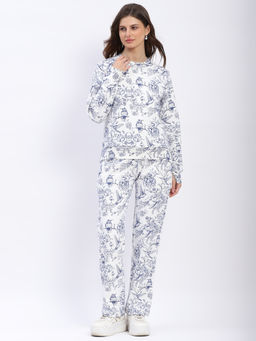 Global Republic - Cotton Blend Botanical Print Round Neck Blue Co-Ord Set