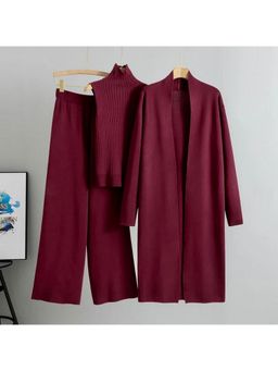 MISS MOSA BY AKANKSHA - Aubrey Luxe Winter Maroon and Cape Co-Ord Set