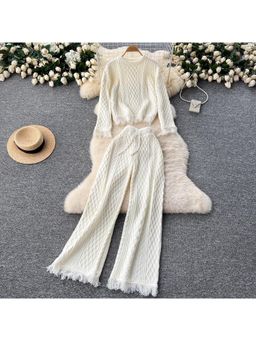 MISS MOSA BY AKANKSHA - Marcella Luxe Winter Off White Co-Ord Set