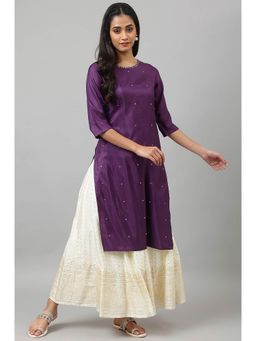 W - Purple Sequined Kurta