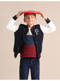 U.S. POLO ASSN. - Kids Colorblock Navy Blue Full Sleeves Jacket