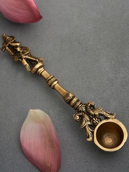 DecorTwist - Brass Handcrafted Krishna Aarti Spoon