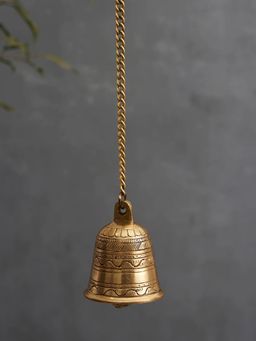 DecorTwist - Brass Antique Hanging Bell For Wall Door Mandir Temple Pooja