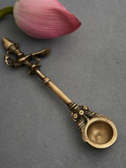 DecorTwist - Brass Parrot Hawan Aarti Spoon