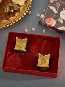 DecorTwist - Brass Handcrafted Tulsi Diya Set Of 2 With Gift Box