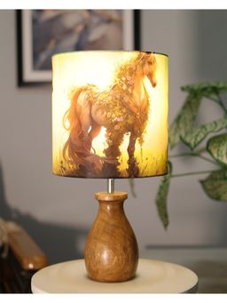 Homesake - Dovel Table Lamp Wood Floral Horse Shade