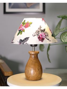 Homesake - Dovel Table Lamp Wood Cone Rose Shade