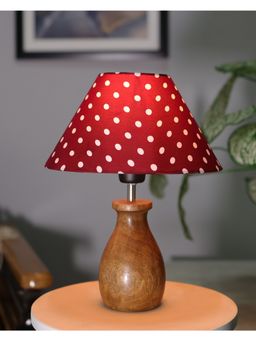 Homesake - Dovel Table Lamp Wood Cone Red Dot Shade