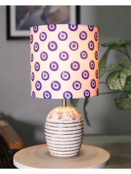Homesake - Ribbed Table Lamp Wood Turkish Evil Eye