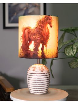 Homesake - Ribbed Table Lamp Wood Floral Horse