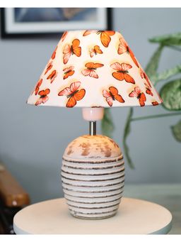 Homesake - Ribbed Table Lamp Wood Cone Butterfly Shade