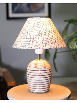 Homesake - Ribbed Table Lamp Wood Cone Star Shade