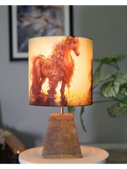Homesake - Pyramid Table Lamp Wood Floral Horse