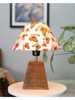 Homesake - Pyramid Table Lamp Wood Cone Butterfly shade