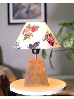 Homesake - Pyramid Table Lamp Wood Cone Rose shade