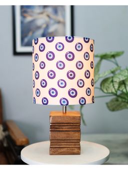 Homesake - Ribbed Table Lamp Wood Turkish Evil Eye