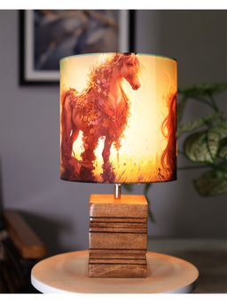 Homesake - Ribbed Table Lamp Wood Floral Horse