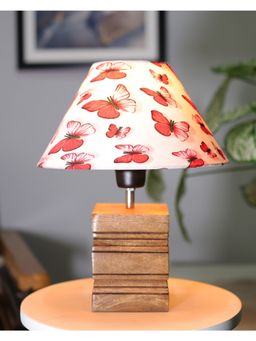 Homesake - Ribbed Table Lamp Wood Cone Butterfly