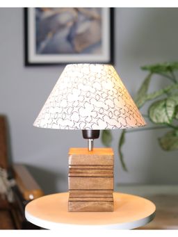 Homesake - Ribbed Table Lamp Wood Cone Star Shade
