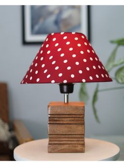 Homesake - Ribbed Table Lamp Wood Cone Red Dot