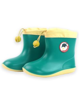 Little Surprise Box - Green & Cream Band Rubber Rain Gumboots for Kids