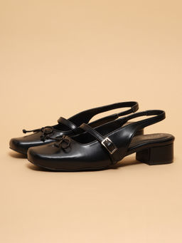 ERIDANI - Women Raquel Black Slingback Closed-Toe Heels