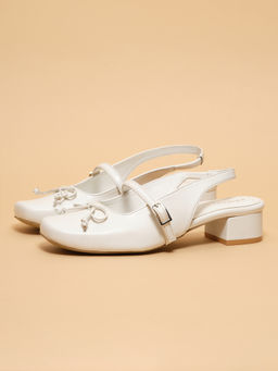 ERIDANI - Women Raquel White Slingback Closed-Toe Heels