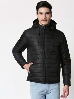 Bewakoof - Men's Black Puffer Jacket With Detachable Hood