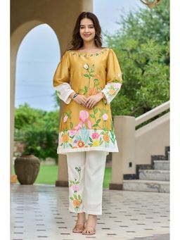 Autumnlane - Akira Amber Yellow Printed Cotton Kurta with Pant