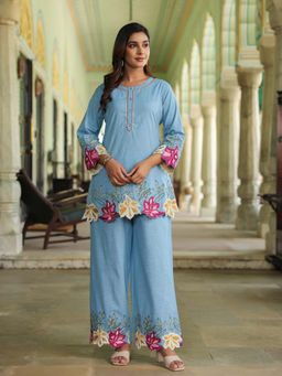 Autumnlane - Blue Mahua Berry Applique Cotton Co-Ord Set
